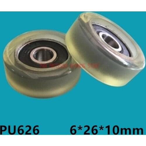 2019 Real Direct Selling High Quality Pu626 Plastic Coated Bearing Pulley Roller Polyurethane Mute Wear Diameter 6*26*10mm