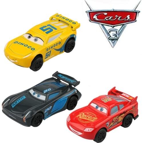 3Pcs Cars Pixar Cars 3 Lightning McQueen Mater Jackson Storm Ramirez 1:55 Diecast Metal Alloy Boy Kid Toys Christmas Gift