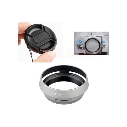 4In1 Fujifilm Camera Fuji FinePix x100 x100s x100t Lens Adapter + Lens Hood + 49mm UV Filter + Lens Cap