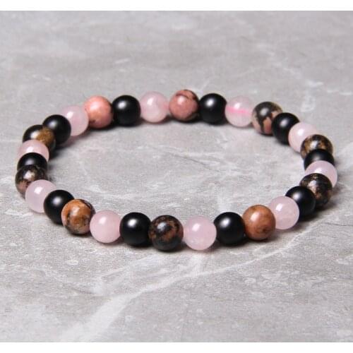 6mm Mix Natural Stone Bracelet Lapis Lazuli Sodalite Bloodstone Pink Quartzs Crystals Bracelets For Women Men Handmade Jewelry