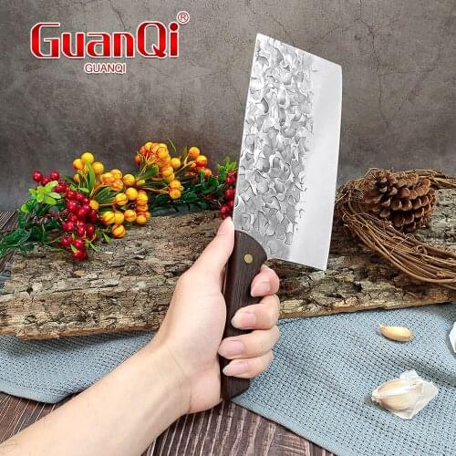 8 Inch Hammer Kitchen Butcher Knife Full Tang Chef Knife Handmade Cleaver Butcher Knife Stainless Steel Chef Cooking Tools