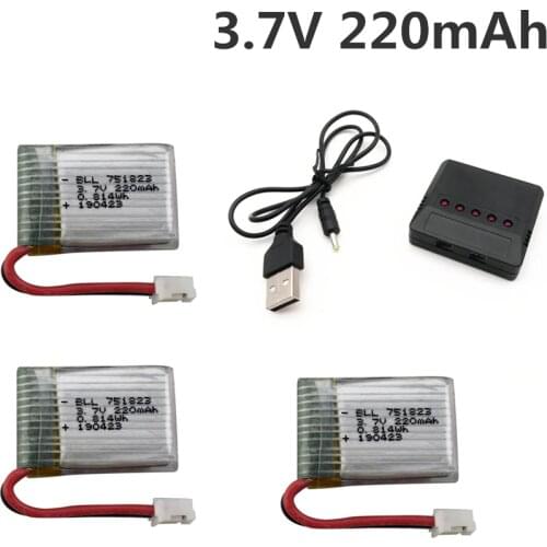 3.7V 220mah Battery With Charger For E010 NH010 F36 H36 T36 LIPO BATTERY For HS210 GD65A AT-66 751823