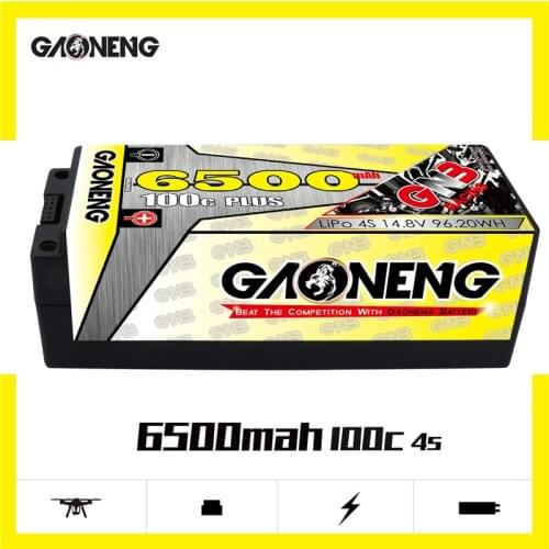 Gaoneng GNB 6500mAh 4S 14.8V 100C/200C 5.0mm Bullet Hardcase LiPo Battery XT90/XT60/TPlug for 1:8 1/8 four drive off-road RC Car