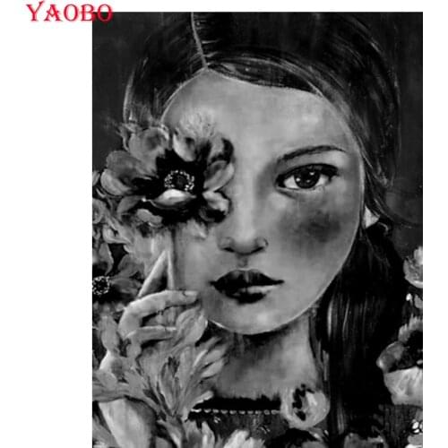 Yaobo 5D Diamond Painting Full Square African girl flowers Diamond Mosaic Embroidery Rhinestone Picture Decorations For Home