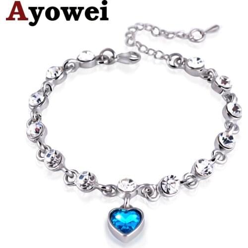 Clover blue tourmaline blue bracelet fashion temperament silver plated heart Noble luxury bracelet TB1175