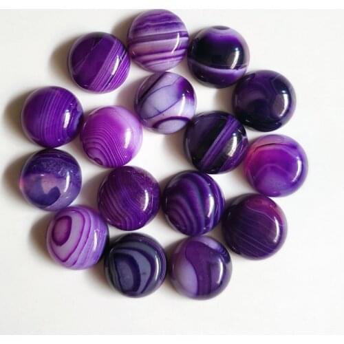 2018 Hot 20Pcs/lot natural stones round Purple striped onyx charms 16mm cabochon beads for jewelry fashion Ring accessories