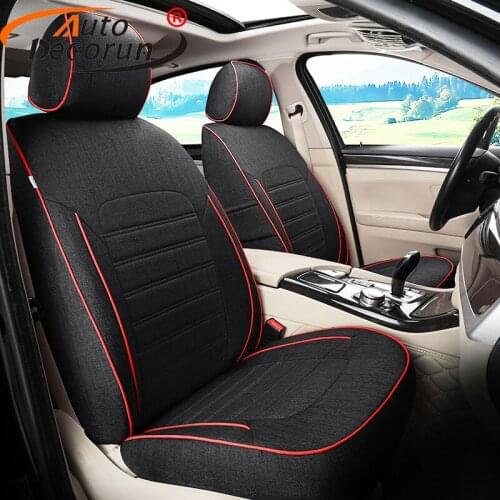 AutoDecorun Linen Fabric Cover Seat for Mitsubishi Outlander 2017 Accessories Automobiles Seat Covers Cushion Supports 5&7 Seats