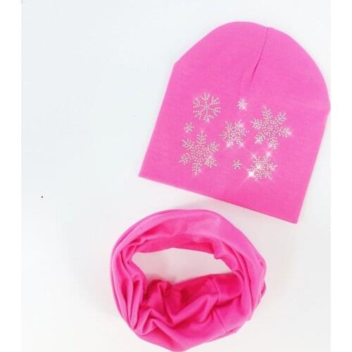 Baby Hat Scarf Infant Hat childrens Autumn snow diamond Girl Boy Cap Kids cotton Beanie bonnet Children Collar set baby cap