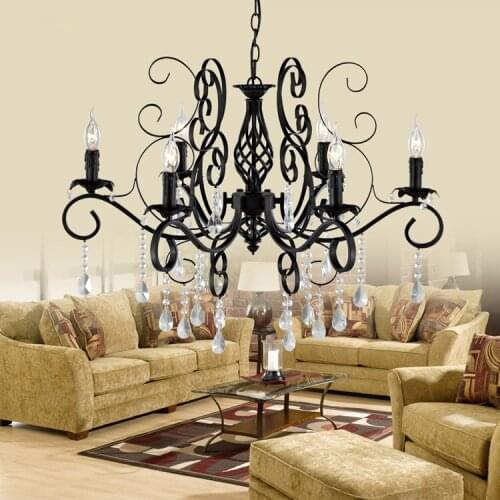 Europe Style wrought iron crystal pendant chandelier lighting restaurant lamp home decorative light fixure
