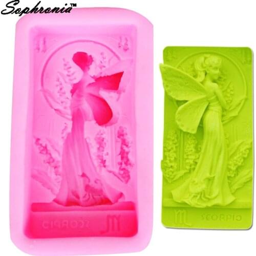 Sophronia S014 Angel Girl Flower Fairy Resin Clay Soap Molds Fondant Cake Decorating Angel Chocolate Baking Tools 12.2*6.6*3.9cm