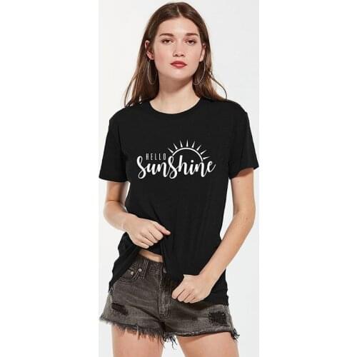 Hello Sunshine Graphic T-shirt Women Aesthetic Funny Slogan Tumblr Tee Top Casual Summer Short Sleeve Inspired Tshirt Outfits