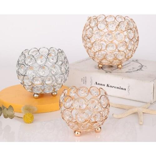 Crystal Candlestick Handicrafts Home Supplies Wrought Iron Candle Holder Ornaments Hollow Candlestick Wedding Decoration Crafts