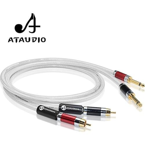 ATAUDIO Hifi 6.35mm to RCA Cable Hi-end Copper and Silver-plated Dual 6.5mm to Dual RCA Audio Cable