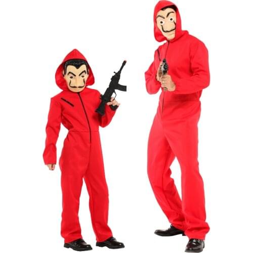 Parent-child Carnival Purim La casa de papel Costume Halloween House of Paper Money Heist Cosplay Fancy Party Dress