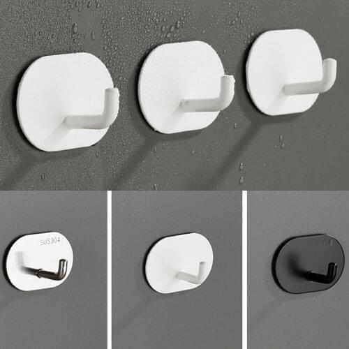 Stainless Steel Hooks Self Adhesive Wall Door Hook for Bathroom Kitchen Towel Hook Bag Coat Hanger Key Holder Rack Organizer