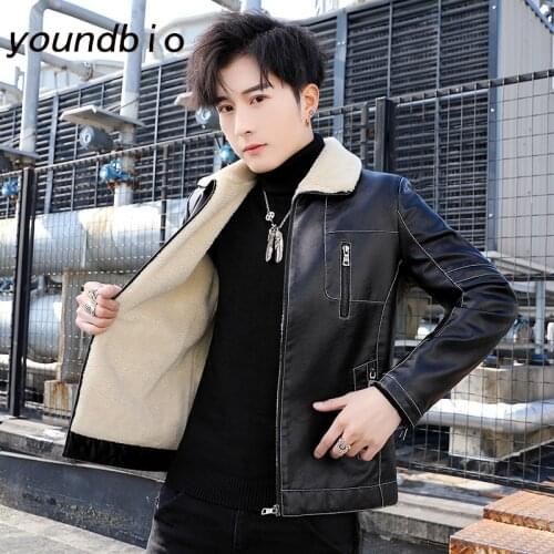 Thick Autumn Winter Mens Leather Jacket Male Motorcycle Jacket Casual Clothing Highneck Warm Fur Liner Lapel 9001 4XL