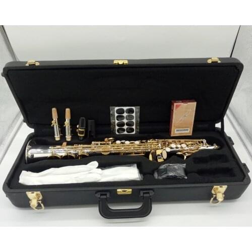 MFC Soprano Saxophone S-903 S-WO3 Silvering Gold Key Sax Soprano Mouthpiece Ligature Reeds Neck Musical Instrument