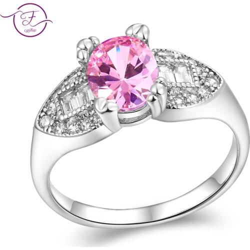 925 Sterling Silver Ring Sweet Cute Pink Zircon Wedding Ring Luxury Temperament Rings for Women Gift Jewelry