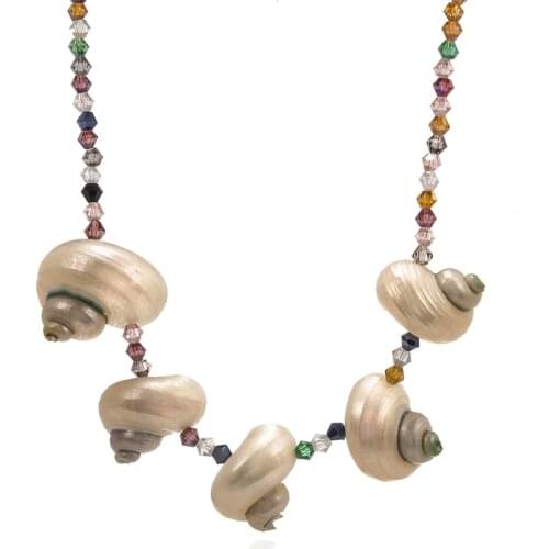 Match-Right Fashion Jewelry Set Shell Hoop Earrings Dangle Hanging Earring Colorful Bead Conch Necklace Pendant for Women SR1072