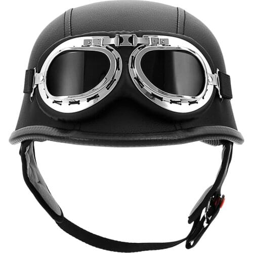 DOT Motorcycle German Style Half Helmet For Chopper Cruiser Scooter Goggles M L XL