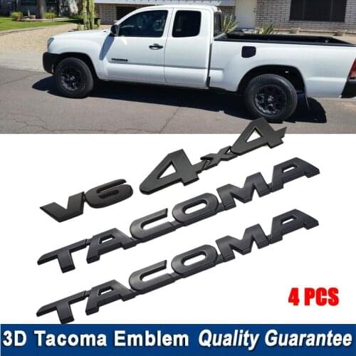 4Pcs Set for Tacoma 4X4 V6 Trunk Car Door Tailgate Emblems Badge Decal for Toyota Tacoma (Matte Black)