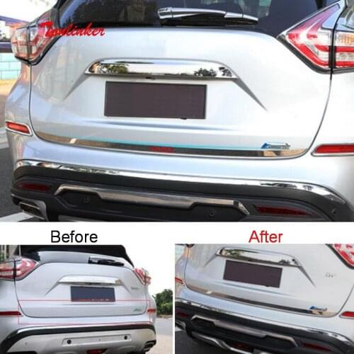 Tonlinker Exterior Tailgate edge Cover case Stickers for Nissan Murano 2015-19 Car styling 1 PCS Stainless steel Cover stickers