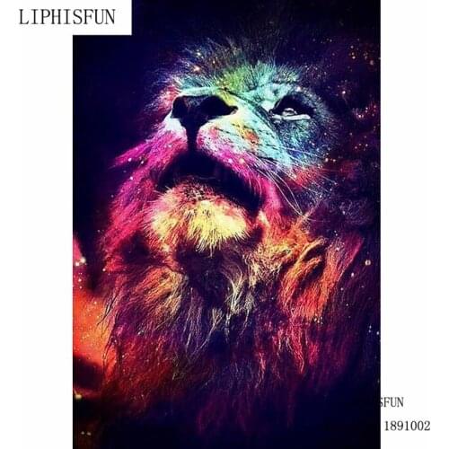 Newest 5D DIY Diamond Painting Lion Square Resin Full Diamond Painting Cross Stitch Color Lions Looking Needlework Home Decor