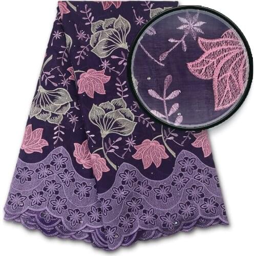 Latest Cotton Swiss African Embroidered Lace Fabric Nigerian French Dress Quality High End Embroidery Hot Selling Price