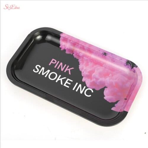 New Arrivals Tobacco Rolling Tray Storage Plate Discs Smoke Weed Herb Cigarette Container Metal Tray Tobacco Holder 18*14cm 5z