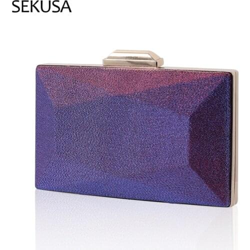 New Design Women Evening Bags Metal Chain Shoulder Handbags Sequined Mixed Color 2021 Party Small Clutch