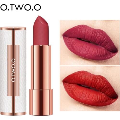 O.TWO.O batom matte nude marrom vermelhos maquiagem veludo textura suave de seda longa prova d12 vara 12 cores