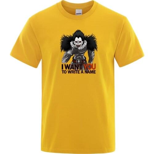 Japan Anime Death Note T-Shirt I Want You To Write Name Tshirts Fashion Funny Tee Shirt Street Harajuku T Shirt Sportswear