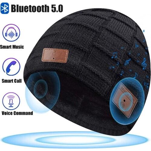 Outdoor Bluetooth 5.0 Headset Sport Warm Hat Music Player with MIC for Handsfree AI Instructions Smart Bluetooth Headphones