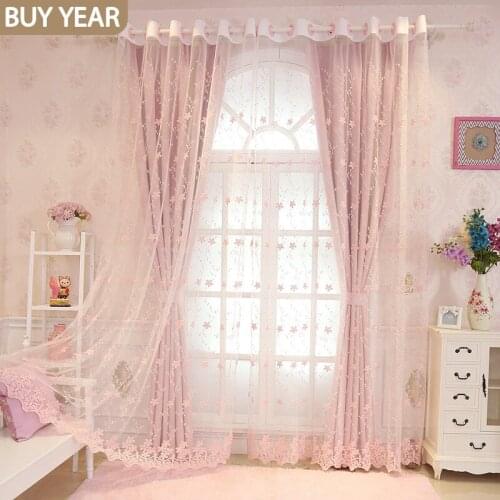 Pastoral Curtains for Living Dining Room Bedroom Shading YarnOne Princess RoomGirl Cherry Blossom RainHomeDecoration Accessories