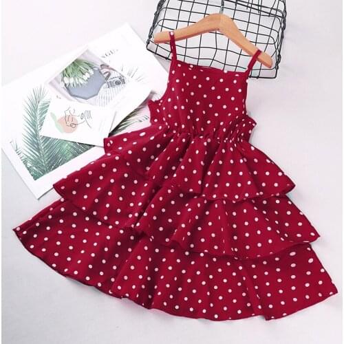2021 Girls Dress New Summer Kids Girl Princess Dresses Sleeveless Floral Sweet Dot Dress Lovely Casual Costume Kids Clothes