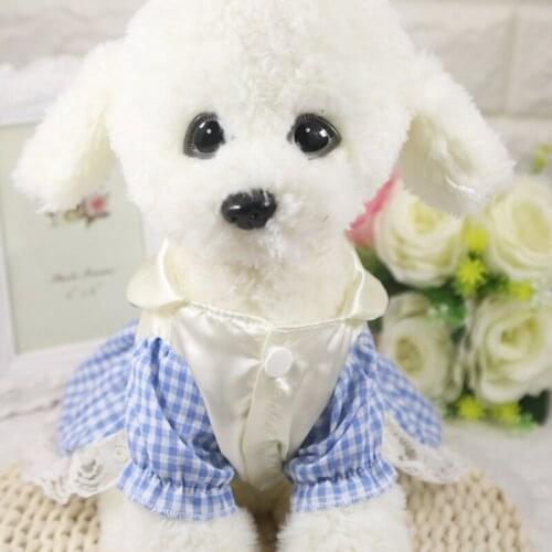 Pet clothes new spring and summer pet supplies dog pet cat clothes plaid skirt medium and small cat and dog clothes
