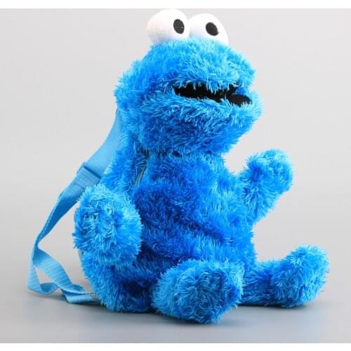 Sesame Street Plush Backpack Blue Cookie Monster Plush Bag Children Bag Stuffed Dolls & Kids Gift 38 CM