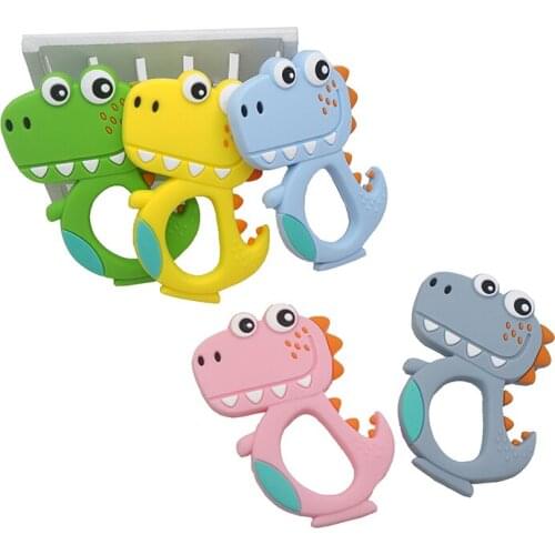 Chengkai 10PCS Silicone Dinosaur Teether DIY Baby Shower Pacifier Dummy Pendant Nursing Jewelry Sensory Animal Toy BPA Free