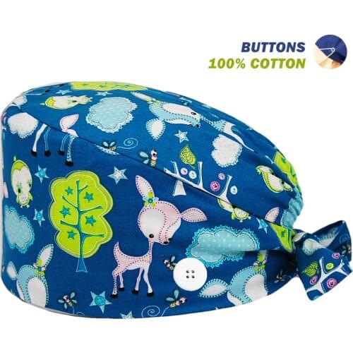 Nurse Working Scrub Hat Anime Printing Adjustable Beauty Salon Nursing Caps Dentist Lab Workers Unisex Scrubs Hats Accessories