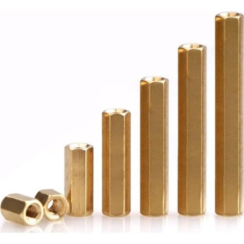 Hexagonal double pass copper column M2M2.5 flat head hollow stud through hole chassis motherboard isolation column