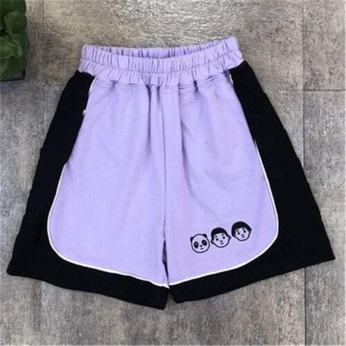 Cartoon casual sports Shorts Women 2020 Summer new loose Korean high waist was thin wide leg straight Shorts b485