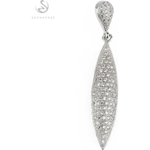 SHUNXUNZE christmas gifts Wedding pendants for women Jewelry Accessories dropshipping White Cubic Zirconia Rhodium Plated R3213