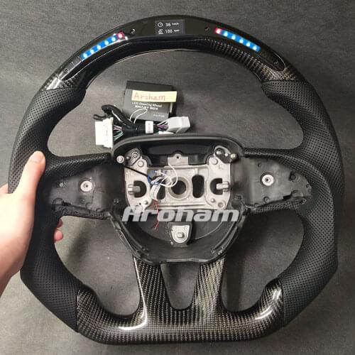 LED Shift Lights Display Real Carbon Fiber Steering Wheel For Jeep Grand Cherokee SRT Dodge Challenger Charger Durango 2015-2020