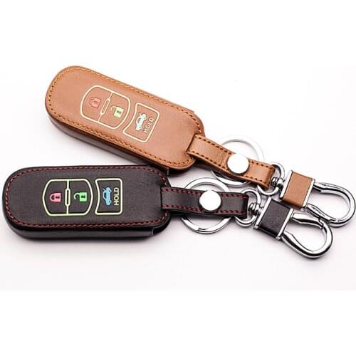 Luminous leather car key cover for Mazda 2 mazda 5 mazda MX5 6 CX-4 CX-3 CX-7 CX-7 CX-9 Atenza Axela 3 button Key dust collector