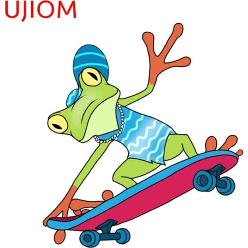UJIOM Frog on Skateboard Play Sticker Bedroom Decoration Wallstickers Room Accessories Waterproof Sticker PVC Decals Home Decor