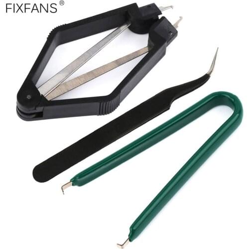 PLCC IC Chip Extractor PCB Circuit Board Component Puller and U Shape IC Chip Extractor ROM Extraction Tool Kit with Tweezers