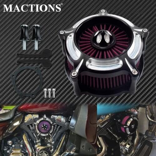 Motorcycle Turbine Air Cleaner Intake Filter For Harley Softail Street Bob Fatboy Touring Road King Ultra Dyna V-Rod 93-2017