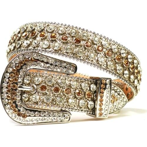 Western Vintage Luxury Strap Men Women Rhinestones Belt Bling Crystal Pin Buckle Diamond Studded Belts Cowgirl Cowboy