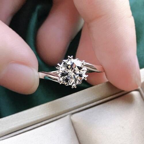 Six-Claw Round Cut Created 1CT Moissanite Ring Exquisite 925 Sterling Silver Women Man Fashion Fine Jewelry Gift