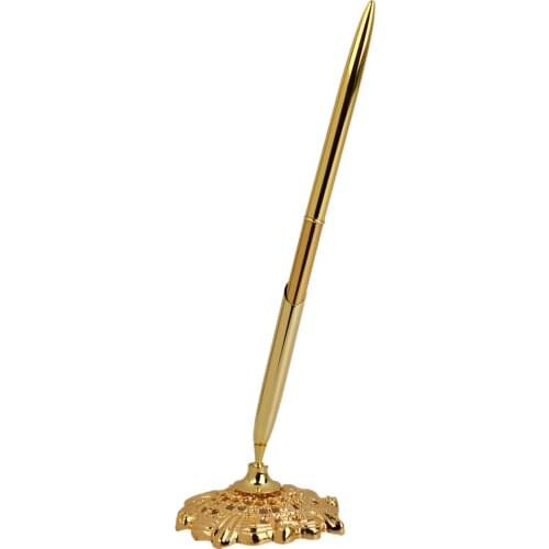 Golden Signing Pen W.Gorgeous Holder Reception Wedding Guest Sign Signature